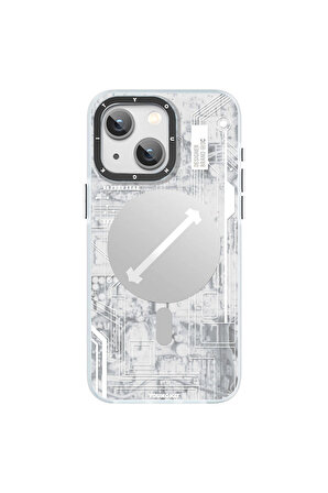 YoungKit iPhone 15 Uyumlu Kılıf Magsafe Şarj Özellikli Youngkit Technology Serisi Kapak Beyaz