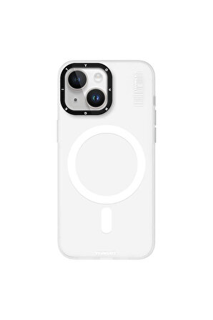 YoungKit iPhone 15 Uyumlu Kılıf Magsafe Şarj Özellikli Youngkit Hidden Sand Serisi Kapak Beyaz