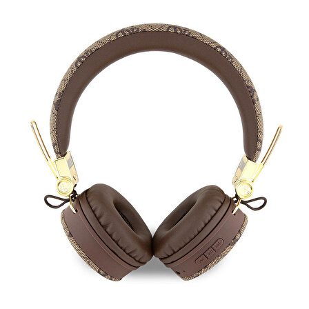 Kulak Üstü Bluetooth Kulaklık Guess Orjinal Lisanslı PU Deri Ayarlanabilir Tasarım Kahverengi