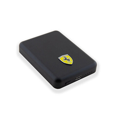 Ferrari Orjinal Lisanslı Powerbank 5000 Mah Led Işıklı Göstergeli Magsafe Magnetik Siyah