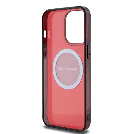 iPhone 15 Pro Max Kılıf AMG Orjinal Lisanslı Magsafe Şarj Özellikli Transparan Timeless Kırmızı