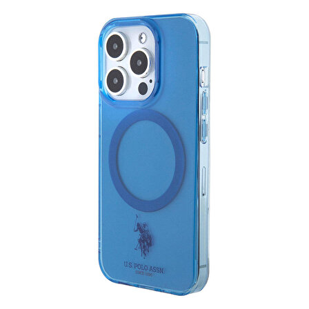 iPhone 15 Pro Kılıf U.S. Polo Assn. Orjinal Lisanslı Magsafe Şarj Özellikli Transparan Tasarım Mavi