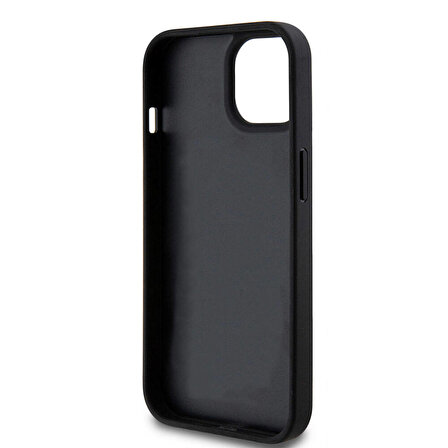 iPhone 15 Kılıf U.S. Polo Assn. Orjinal Lisanslı Deri Şeritli Logo Dizayn Kapak Siyah