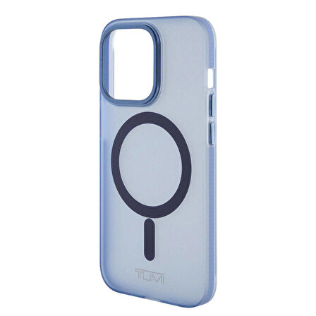 iPhone 15 Pro Uyumlu Kılıf TUMI Orjinal Lisanslı Magsafe Şarj Özellikli Buzlu Mat Kapak Mavi