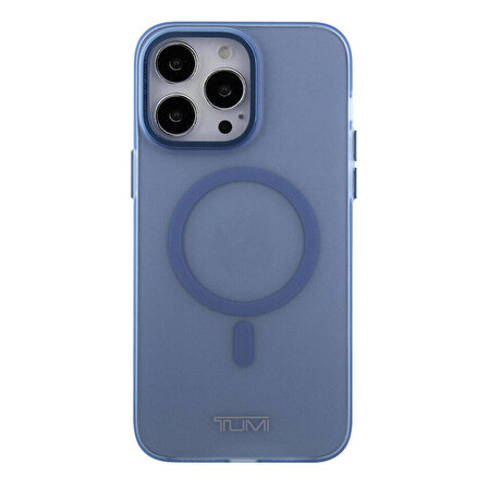 iPhone 15 Pro Max Uyumlu Kılıf TUMI Orjinal Lisanslı Magsafe Şarj Özellikli Buzlu Mat Kapak Mavi