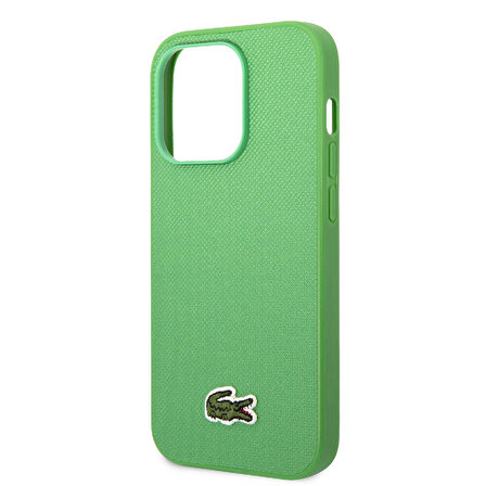 iPhone 14 Pro Kılıf Lacoste Orjinal Lisanslı PU Pike Desenli İkonik Timsah Dokuma Logolu Yeşil
