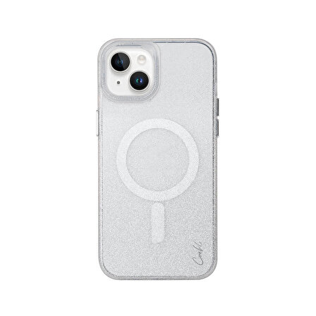 iPhone 14 Uyumlu Kılıf Magsafe Şarj Özellikli Simli Arka Yüzey Coehl Lumino Kapak Gümüş