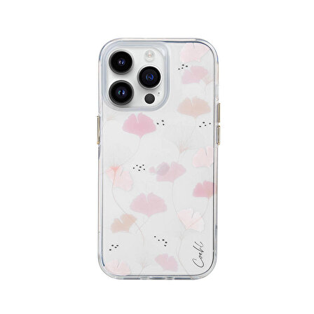 iPhone 14 Pro Uyumlu Kılıf Çayır Çiçeği Desenli Coehl Meadow Kapak Pembe