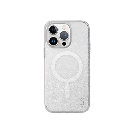 iPhone 15 Pro Uyumlu Kılıf Magsafe Şarj Özellikli Simli Arka Yüzey Coehl Lumino Kapak Gümüş