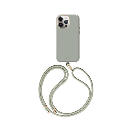 iPhone 15 Pro Uyumlu Kılıf Magsafe Şarj Özellikli Soft Yüzey Askı İpli Coehl Creme Kapak Yeşil