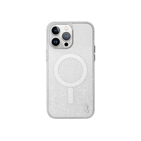 iPhone 15 Pro Max Uyumlu Kılıf Magsafe Şarj Özellikli Simli Arka Yüzey Coehl Lumino Kapak Gümüş