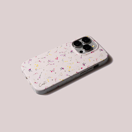 iPhone 15 Pro Max Uyumlu Kılıf Mini Çayır Çiçekleri Desenli Coehl Prairie Kapak Pembe Açık