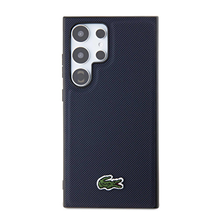 Galaxy S24 Ultra Kılıf Lacoste Lisanslı PU Pike Desenli İkonik Timsah Dokuma Logolu Lacivert