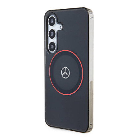 Galaxy S24 Kılıf Mercedes Benz Lisanslı Magsafe Özellikli IML Yıldız Logolu Red Ring Kapak Siyah