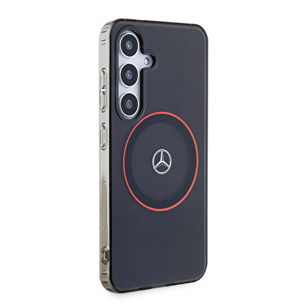 Galaxy S24 Kılıf Mercedes Benz Lisanslı Magsafe Özellikli IML Yıldız Logolu Red Ring Kapak Siyah