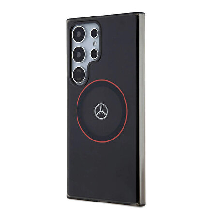 Galaxy S24 Ultra Kılıf Mercedes Benz Lisanslı Magsafe Özellikli IML Yıldız Logolu Red Ring Siyah