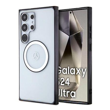 Galaxy S24 Ultra Kılıf Mercedes Benz Lisanslı Magsafe Özellikli PC TPU Transparan Black Ring Şeffaf