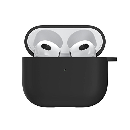 Airpods 3. Nesil Uyumlu Kılıf Yumuşak Likit Silikon Tasarımlı Lisanslı Switcheasy Skin Siyah