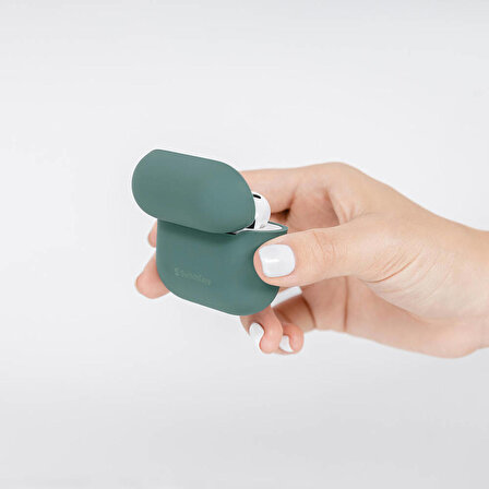 Airpods 3. Nesil Uyumlu Kılıf Yumuşak Likit Silikon Tasarımlı Lisanslı Switcheasy Skin Yeşil