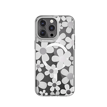 iPhone 15 Pro Max Uyumlu Kılıf Magsafe Çift IMD Baskılı Lisanslı Switcheasy Artist-M Fleur Gri