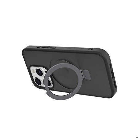 iPhone 15 Pro Uyumlu Kılıf Magsafe Şarj Özellikli Yüzük Standlı Lisanslı Switcheasy Magstand-M Siyah