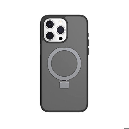 iPhone 15 Pro Max Uyumlu Kılıf Magsafe Özellikli Yüzük Standlı Lisanslı Switcheasy Magstand-M Siyah
