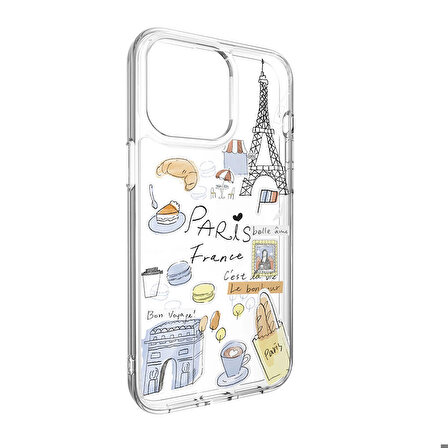 iPhone 15 Pro Max Kılıf Magsafe Şok Önleyicili Şeffaf Lisanslı Switcheasy City-M Paris Şeffaf