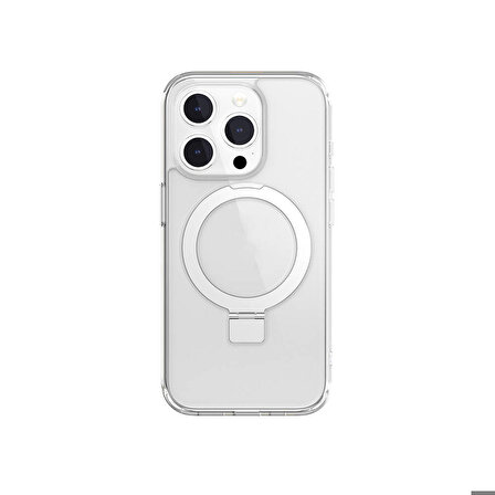 iPhone 15 Pro Uyumlu Kılıf Magsafe Özellikli Yüzük Standlı Lisanslı Switcheasy Magstand-M Şeffaf