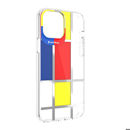 iPhone 13 Pro Max Uyumlu Kılıf Çift IMD Baskılı Lisanslı Switcheasy Artist Mondrian Kapak Sarı