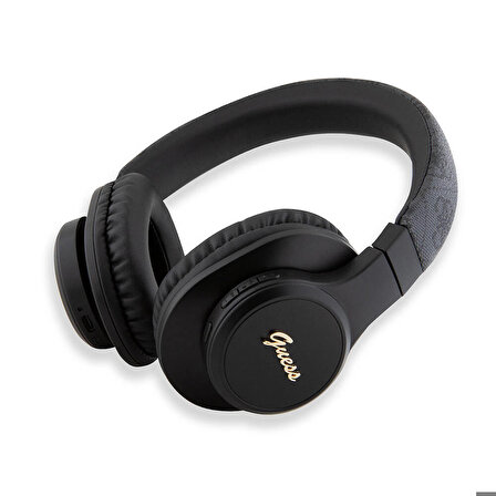 Kulak Üstü Bluetooth Kulaklık Guess Lisanslı PU 4G Desen Metal Logolu Tone On Tone V5.3 Siyah