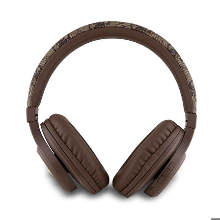 Kulak Üstü Bluetooth Kulaklık Guess Lisanslı PU 4G Desen Metal Logolu Tone On Tone V5.3 Kahverengi