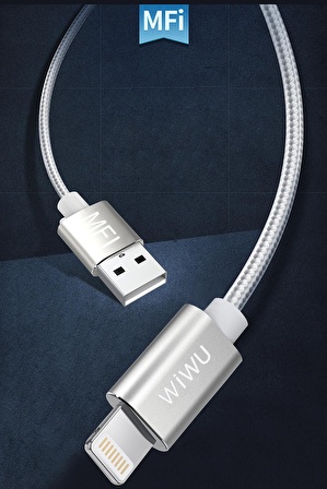 Wiwu WP201 MFI Lightning USB Kablo 2.4A Hızlı Şarj Kablosu 100 cm Naylon Örgü