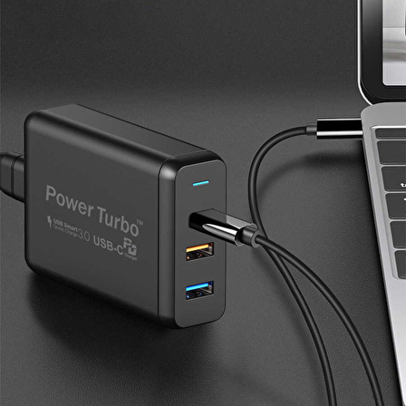 Wiwu PD Power Turbo TX-MU520C-A USB / PD Power Turbo Şarj Adaptörü QC 3.0 45W Yüksek Hızlı Şarj