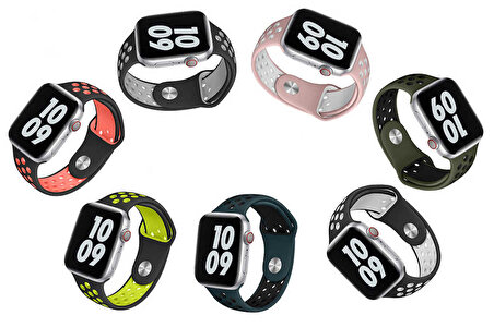 Apple Watch 40mm Uyumlu Dual Color Sport Band Silikon Saat Kordon Kayış Bileklik