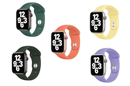 Apple Watch 44mm Uyumlu Sport Band Silikon Saat Kordon Kayış Bileklik