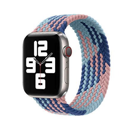 Apple Watch 40mm Braided Solo Loop Contrast Color Large Saat Kordon Kayış Bileklik
