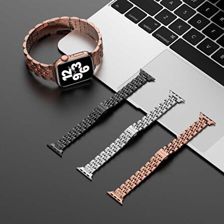 Apple Watch 42mm Wiwu Seven Beads Steel Belt Metal Saat Kordon Kayış Bileklik
