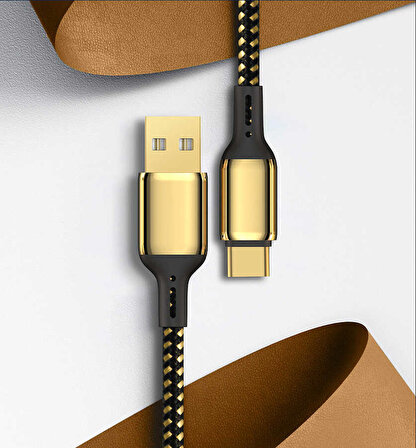 Wiwu Golden Series GD-101 Type-C USB Kablo 2.4A 20W Hızlı Şarj Kablosu 18K Altın Kaplama 3 metre