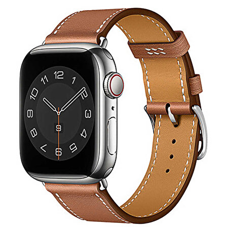 Apple Watch 7 45mm Uyumlu Attleage Apple Watchband Hakiki Deri Saat Kordon Kayış Bileklik