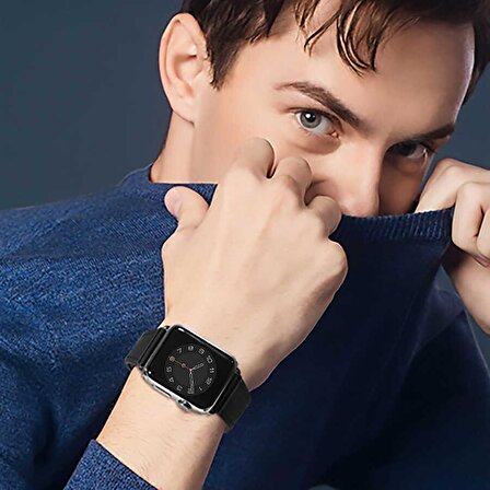 Apple Watch 7 41mm Uyumlu Wiwu Attleage Watchband Hakiki Deri Saat Kordon Kayış Bileklik