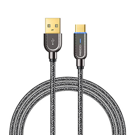 USB-A To Type-C Usb Kablo Recci RS02C Smart Power-Off Serisi Hızlı Şarj Özellikli 1M
