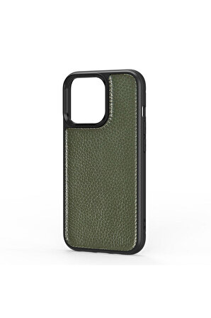 iPhone 13 Pro Uyumlu Kılıf Wiwu Genuine Leather Plastic Calfskin Orjinal Deri Kapak