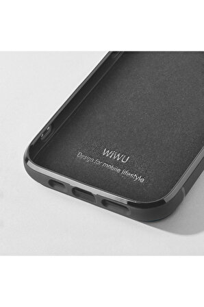 iPhone 13 Pro Uyumlu Kılıf Wiwu Genuine Leather Plastic Calfskin Orjinal Deri Kapak