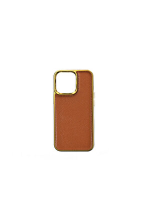 Wiwu iPhone 13 Mini Uyumlu Kılıf Wiwu Genuine Leather Gold Calfskin Orjinal Deri Kapak