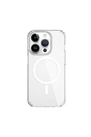 iPhone 15 Pro Uyumlu Kılıf Wiwu Magnetic Crystal Sert Pc Kapak Şeffaf