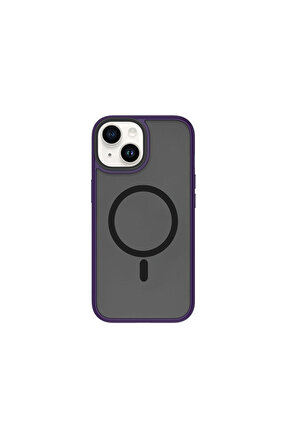 iPhone 15 Plus Uyumlu Kılıf Wiwu FGG-011 Magsafe Şarj Özellikli Kamera Korumalı Kapak Mor
