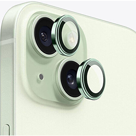 Wiwu iPhone 15 ​​​Plus Uyumlu Wiwu Lens Guard Metal Kamera Lens Koruyucu Yeşil