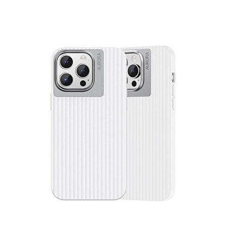 iPhone 15 Pro Max Uyumlu Kılıf Recci Aurora Serisi Magsafe Şarj Özellikli Kapak Beyaz