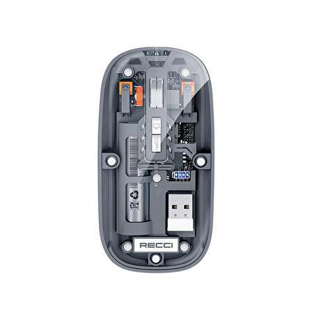 Multimod Kablosuz Mouse Recci RCS-M01 Space Capsule Serisi Şeffaf Tasarımlı Fare Tak Çalıştır
