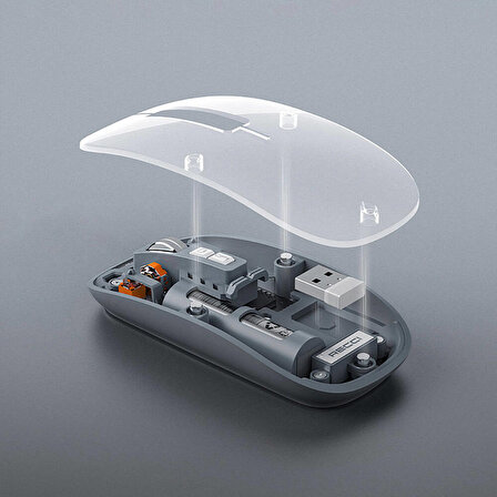 Multimod Kablosuz Mouse Recci RCS-M01 Space Capsule Serisi Şeffaf Tasarımlı Fare Tak Çalıştır